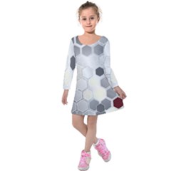 Honeycomb Pattern Kids  Long Sleeve Velvet Dress