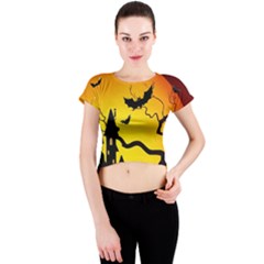 Halloween Night Terrors Crew Neck Crop Top