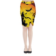 Halloween Night Terrors Midi Wrap Pencil Skirt