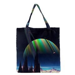 Planets In Space Stars Grocery Tote Bag