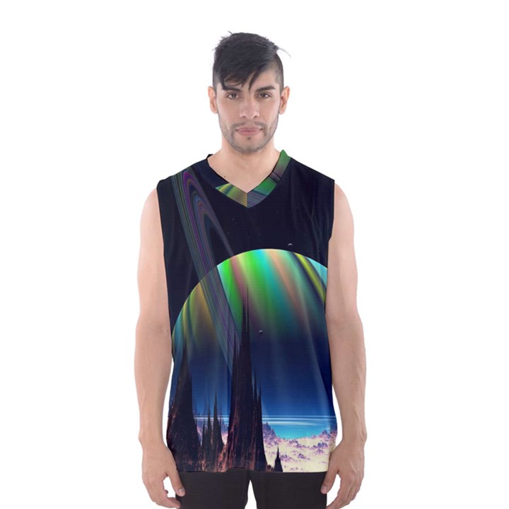 Planets In Space Stars Men s Basketball Tank Top