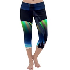 Planets In Space Stars Capri Yoga Leggings