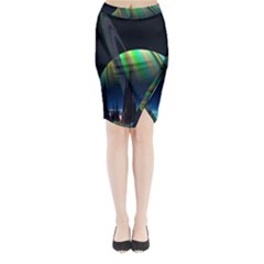 Planets In Space Stars Midi Wrap Pencil Skirt