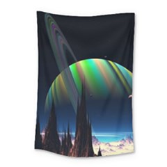 Planets In Space Stars Small Tapestry