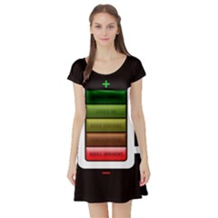 Black Energy Battery Life Short Sleeve Skater Dress