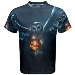 Owl And Fire Ball Men s Cotton Tee by BangZart