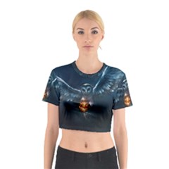 Owl And Fire Ball Cotton Crop Top