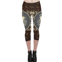 Coffee House Capri Leggings  by BangZart