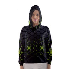 Green Android Honeycomb Gree Hooded Wind Breaker (women)