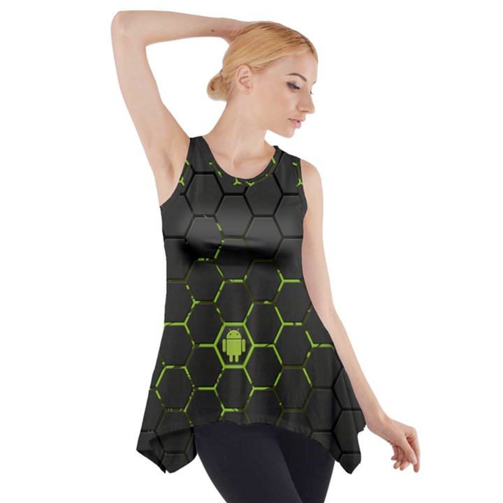 Green Android Honeycomb Gree Side Drop Tank Tunic