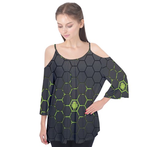 Green Android Honeycomb Gree Flutter Tees by BangZart