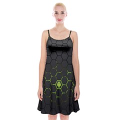 Green Android Honeycomb Gree Spaghetti Strap Velvet Dress by BangZart