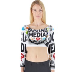 Social Media Computer Internet Typography Text Poster Long Sleeve Crop Top