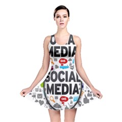 Social Media Computer Internet Typography Text Poster Reversible Skater Dress by BangZart