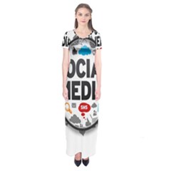 Social Media Computer Internet Typography Text Poster Short Sleeve Maxi Dress