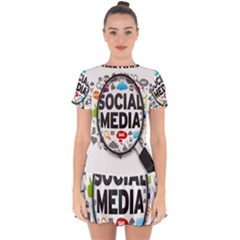 Social Media Computer Internet Typography Text Poster Drop Hem Mini Chiffon Dress by BangZart