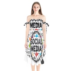 Social Media Computer Internet Typography Text Poster Shoulder Tie Bardot Midi Dress by BangZart