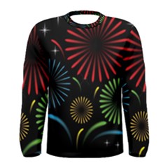 Fireworks With Star Vector Men s Long Sleeve Tee