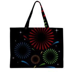 Fireworks With Star Vector Zipper Mini Tote Bag