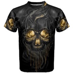 Art Fiction Black Skeletons Skull Smoke Men s Cotton Tee