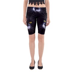 Face Black Cat Yoga Cropped Leggings