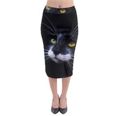 Face Black Cat Midi Pencil Skirt