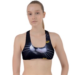 Face Black Cat Criss Cross Racerback Sports Bra