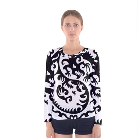 Ying Yang Tattoo Women s Long Sleeve Tee by BangZart