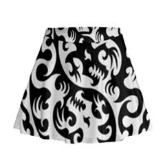 Ying Yang Tattoo Mini Flare Skirt