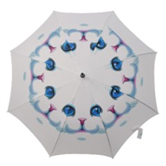 Cute White Cat Blue Eyes Face Hook Handle Umbrellas (medium)