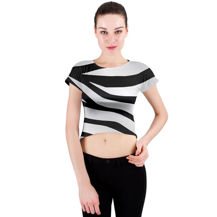 White Tiger Skin Crew Neck Crop Top