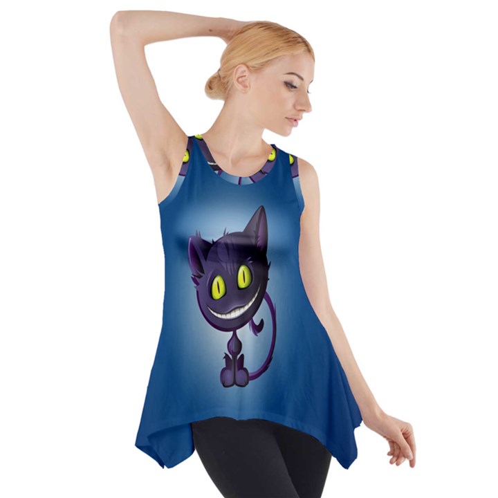 Funny cute cat Side Drop Tank Tunic