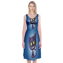 Funny Cute Cat Midi Sleeveless Dress