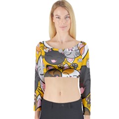 Cats Cute Kitty Kitties Kitten Long Sleeve Crop Top