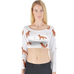 Fox Animal Wild Pattern Long Sleeve Crop Top