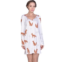 Fox Animal Wild Pattern Long Sleeve Nightdress