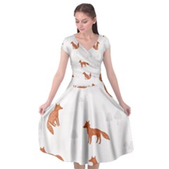 Fox Animal Wild Pattern Cap Sleeve Wrap Front Dress