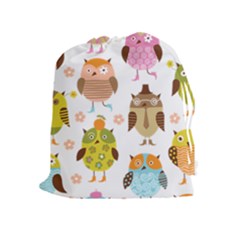 Cute Owls Pattern Drawstring Pouches (extra Large)