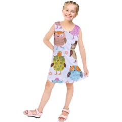 Cute Owls Pattern Kids  Tunic Dress