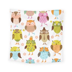 Cute Owls Pattern Square Tapestry (small) by BangZart