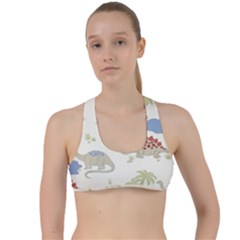 Dinosaur Art Pattern Criss Cross Racerback Sports Bra by BangZart