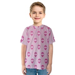 Alien Pattern Pink Kids  Sport Mesh Tee