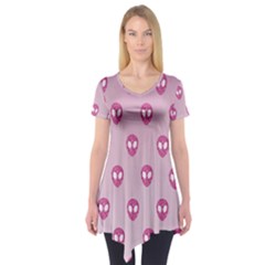 Alien Pattern Pink Short Sleeve Tunic 