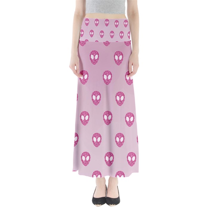 Alien Pattern Pink Full Length Maxi Skirt