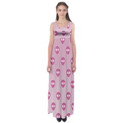 Alien Pattern Pink Empire Waist Maxi Dress