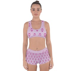 Alien Pattern Pink Racerback Boyleg Bikini Set