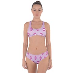 Alien Pattern Pink Criss Cross Bikini Set by BangZart
