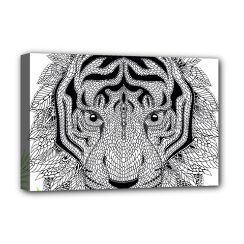 Tiger Head Deluxe Canvas 18  X 12   by BangZart