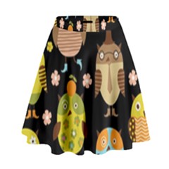 Cute Owls Pattern High Waist Skirt