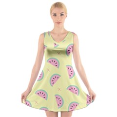 Watermelon Wallpapers  Creative Illustration And Patterns V-neck Sleeveless Skater Dress